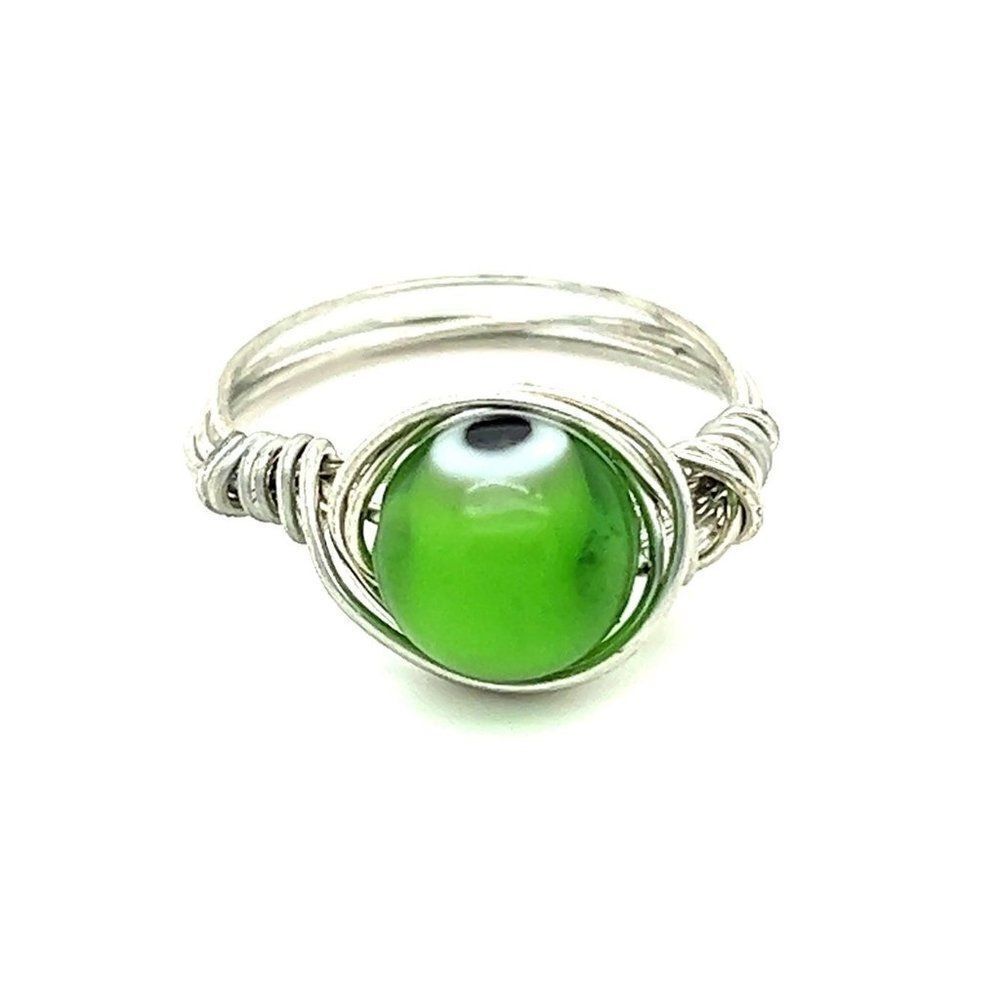 ‎Handmade Green Round Eye Ring
